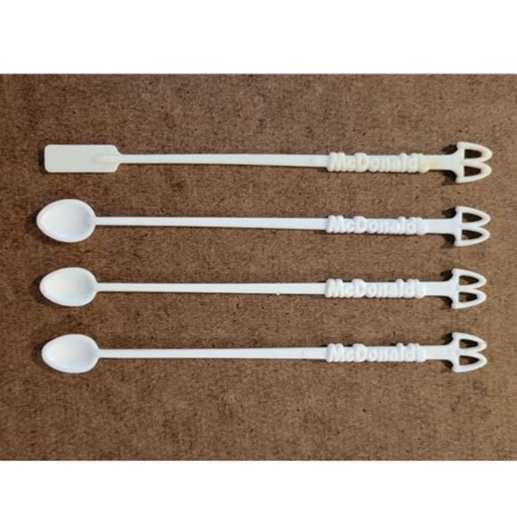 Lot of 4 McDonald's vintage Coffee Spoons Stirrers Sticks 1970s 1980s - Picture 1 of 3